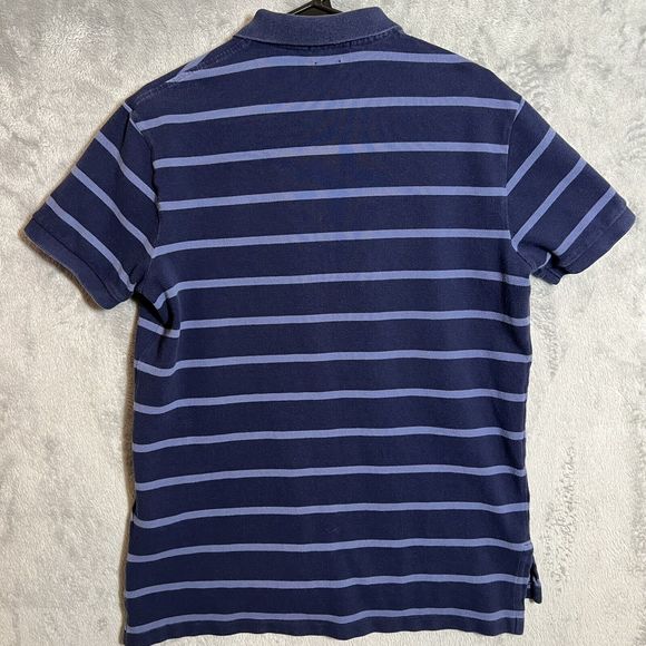 Polo Ralph Lauren Custom Fit Blue Striped‎ Short Sleeve Polo Shirt Men's Large - Picture 5 of 8